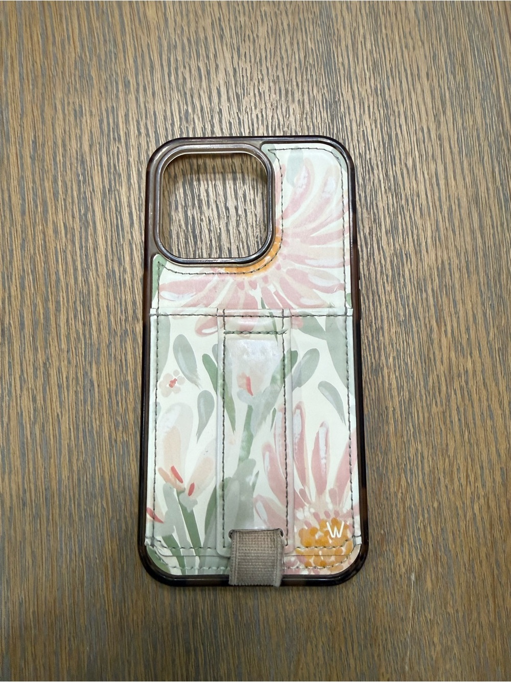 Walli IPhone 14 Pro Floral Pink & Green Phone Wallet Case